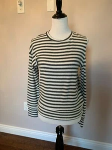 EUC LNA Charcoal White Stripe Long Sleeve Sweater SZ XS Made in USA - Picture 1 of 6