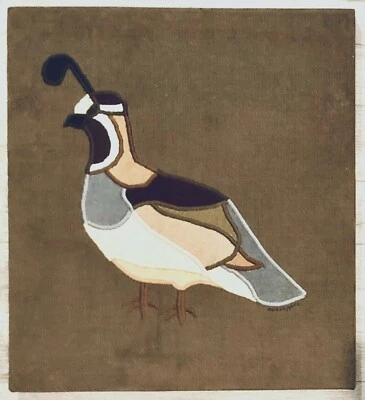 Retro Codorniz Pana Arte Tapiz Pared Textil Pájaro Reino Unido Marrón Neutro 20x18" MCM Foto 1 de 4