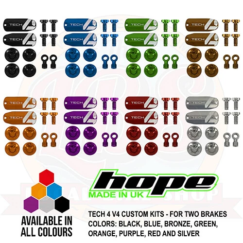 Hope Tech 4 V4 Kit de Freno Personalizado - Tapas Tapones Banjo Tornillos Ajustables Todos los Colores Nuevo Foto 1 de 1