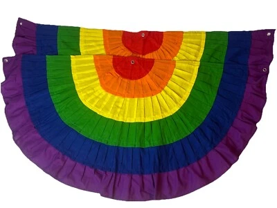 NUEVO SIN ETIQUETAS Lote 2 Banderas Arco Iris Banderas Algodón Forradas Grande 47” Ancho 24” Decoración Orgullo Profundo Foto 1 de 3