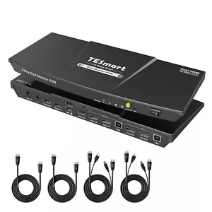 TESmart HDMI KVM Switch 2 Monitors 2 Computers 4K@60Hz Dual Display USB - NIB - Picture 1 of 9