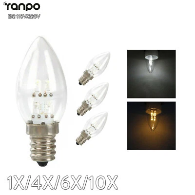1X 10X E12 LED Candle Light Bulbs High Voltage 220V Table Lamp 1Pie Chip RC - Image 1 of 4