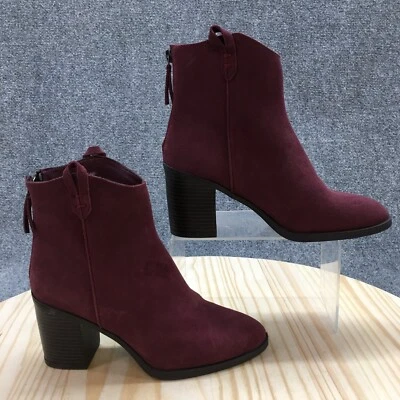 Mia Botas Mujer 7 M Rhys Botines Cuero Borgoña Tacones Cremallera Borlas Foto 1 de 4