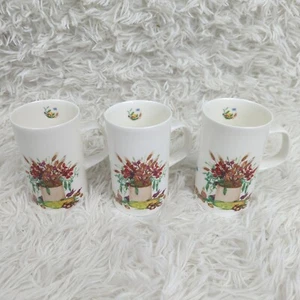 Dunoon Harvest Festival By Cherry Denman Set of 3 Fine Bone China Mugs Teacup - Picture 1 of 6