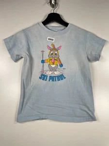 Vtg Hanes Beefy T Unisex Kids Ski Patrol Graphic Cotton T Shirt Blue Sz 10-12 - Picture 1 of 13