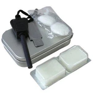 KIT DE INICIO DE FUEGO STRIKER FUEL NEGRO ALGODÓN SALVAJE CAMPING SUPERVIVENCIA ESTAÑO EJÉRCITO - Imagen 1 de 3