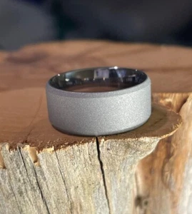 9.5mm Width Mens Sandblasted Ring, Titanium Band, Wedding, Anniversary - Picture 1 of 7