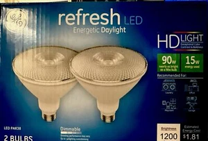 2 New GE LED Par 38 Light Bulbs, Dimmable  Daylight, 1200 Lumens, 15 Watt, - Picture 1 of 5