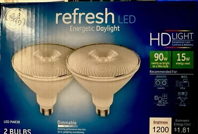 2 New GE LED Par 38 Light Bulbs, Dimmable  Daylight, 1200 Lumens, 15 Watt, - Image 1 of 4