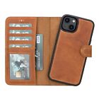 Iphone 14, Iphone 14 Plus Phone Case In Light Brown Leather Magnetic Wallet Case