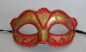 Red and Gold Venetian Masquerade Party Face Mask *NEW* Express Post Option - Picture 1 of 1