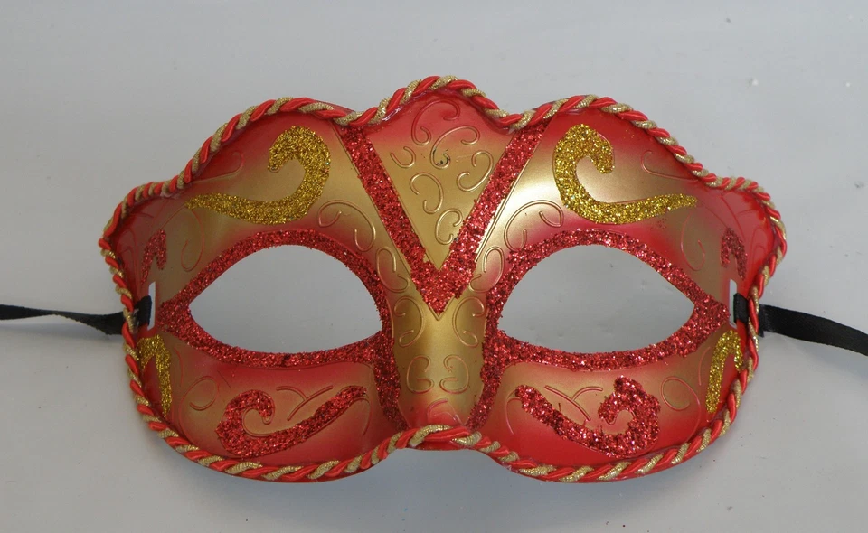 Red and Gold Venetian Masquerade Party Face Mask *NEW* Express Post Option - Image 1 of 1