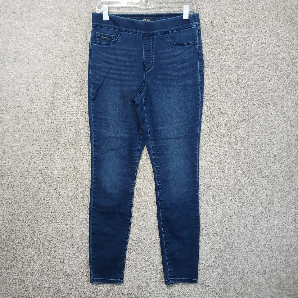 Nine West Jeans Womens 10 Blue Pull On Skinny Jeggings Faux Pocket Stretch Denim - Image 1 of 4