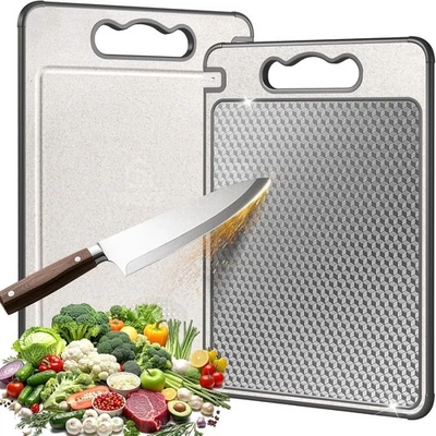 INSPIRE-MARKET stainless Double-Sided Cutting Boards Titanium Chopping Board For Kitchen Campin