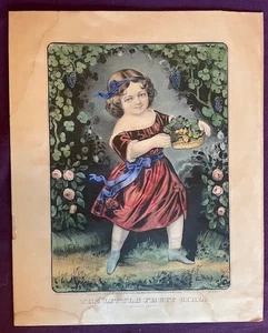 CURRIER & IVES ORIGINAL 1863 – The Little Fruit Girl Unframed - Picture 1 of 11