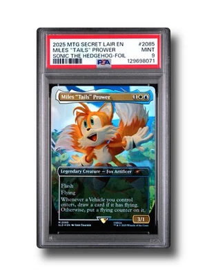 2025 MTG SECRET LAIR MILES TAILS PROWER SONIC THE HEDGEHOG BORDERLESS FOIL PSA 9 - Image 1 of 3