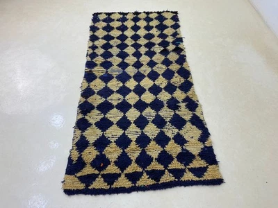 Rug Moroccan Handmade Unique Berber 3'1x6'7 Vintage Oriental Cotton Home Carpet - Image 1 of 4