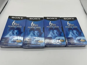 Sony Blank VHS Tapes 4 Pack T-120VL 6HR Premium Grade Brand New Sealed - Picture 1 of 2