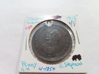 Ficha de 1 centavo C50 Irlanda Dublín 1813 Wellington / E.Stephens Foto 1 de 2