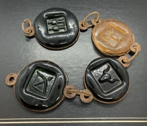 Vintage Blenko Zodiacs Freeform Bubble Glass 4 Pcs On A Chain With Chips As Is - Picture 1 of 22