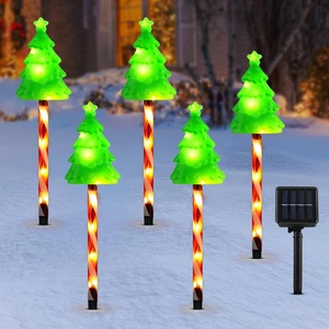 Lewondr Solar Christmas Pathway Lights, 5 PCS Solar Christmas Decorations Outdoo - Picture 1 of 12
