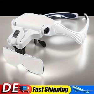LED-Kopflupe 5 austauschbare Linsen 10- bis 35-fache Vergrößerungsbrille - Bild 1 von 11