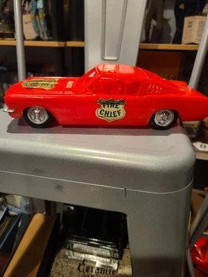 Vintage Processed Plastics Ford Mustang Fastback Plastic Fire Chief Car 10.5" Re - Image 1 of 4