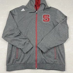 NC State Wolfpack Jacket Men Extra Large Gray Adidas Full Zip Hoodie NCAA XL - Picture 1 of 8