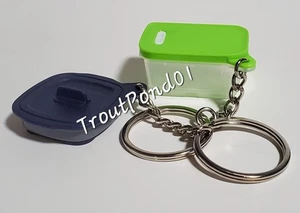 Tupperware Keychains Set 2 Green FridgeSmart and Mini Micro Grill Fun Size New - Picture 1 of 6