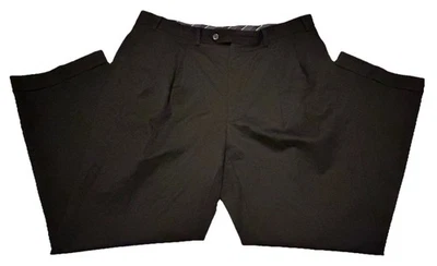 Pantalones de vestir chinos plisados de lana 36X30 CHAPS RALPH LAUREN para hombre, negros Foto 1 de 4