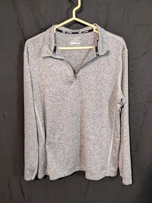 Camisa de rendimiento Tek Gear DryTek manga larga 1/4 cremallera gris jaspeado grande para hombre Foto 1 de 3