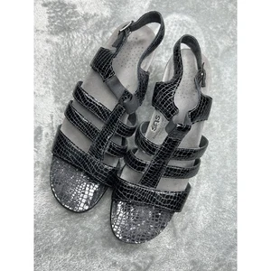 Sandalias SAS Allegro con tiras y tacón negro estampado de cocodrilo para mujer talla 9,5 - Imagen 1 de 7