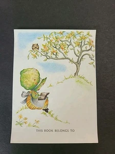 Vintage ANTIOCH BOOKPLATE CO. 25 Bookplates Gummed Owl in Tree & girl w/ bonnet - Picture 1 of 7