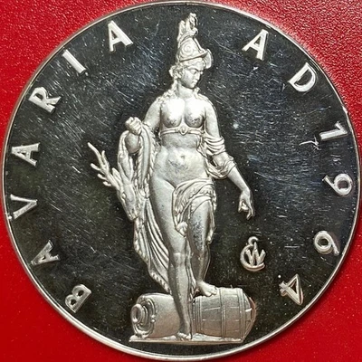 1964 GERMANY ARGENTEUS III DUCAT SILVER PROOF PATRON BAVARIA WERNER GRAUL 50mm - Image 1 of 4