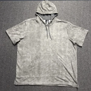 Adidas Short Sleeve Pullover Hoodie Men's 2XL XXL Gray Soccer Kangaroo Pocket - Picture 1 of 7