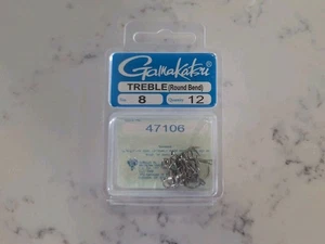 Gamakatsu Treble Round Bend Hooks Bronze 12 Pack Size 8 - Picture 1 of 2