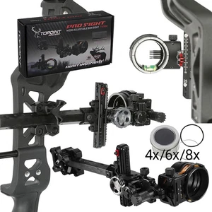 5Pin Compound Bow Sight 4X 6X 8X Lens Carbon Rod 0.019" Adjustable Archery RH LH - Picture 1 of 20