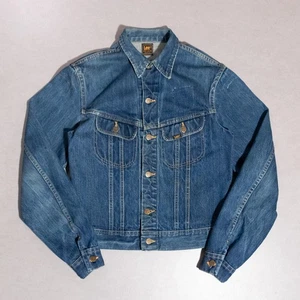 Vintage 70s Lee 101-J Riders Blue Denim Trucker Jacket USA Made Size 38 (Small) - Bild 1 von 7
