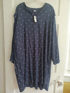 Old Navy Hemdkleid marineblau gepunktet XXL Übergröße Rüschenbesatz Landhaus klassisch neu mit Etikett - Bild 1 von 11