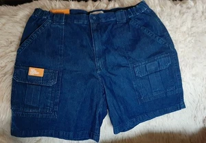 Savane Hiking Shorts Size 38 Denim Cargo UPF 30 Tech Pocket Flex Waist NEW - Picture 1 of 7