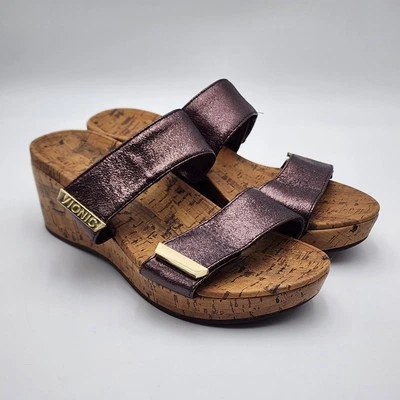Vionic Women's Pepper Wedge Sandal Size 7 WIDE Metallic Bronze Platform Cork - Image 1 of 4