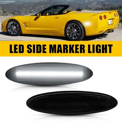 Pair Rear Bumper White LED Side Marker Lights Fit 97-04 Chevrolet Corvette C5 US - Image 1 of 4
