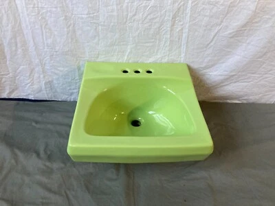 Fregadero de pared de baño de porcelana verde lima soleado nuevo de colección lavabo antiguo Eljer 669-23E Foto 1 de 4