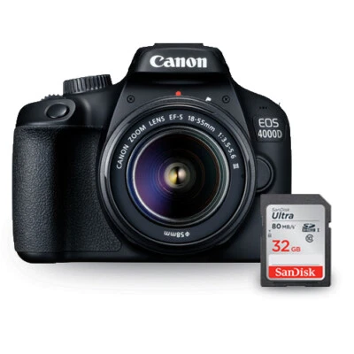 Canon EOS 4000D / Rebel T100 with EF-S 18-55mm III Lens + Sandisk Ultra 32GB SD - Image 1 of 4