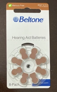 Beltone Hearing Aid Zinc Air Batteries 8 Pack 1.45V B347 312 Sealed Exp 1/2028 - Picture 1 of 1