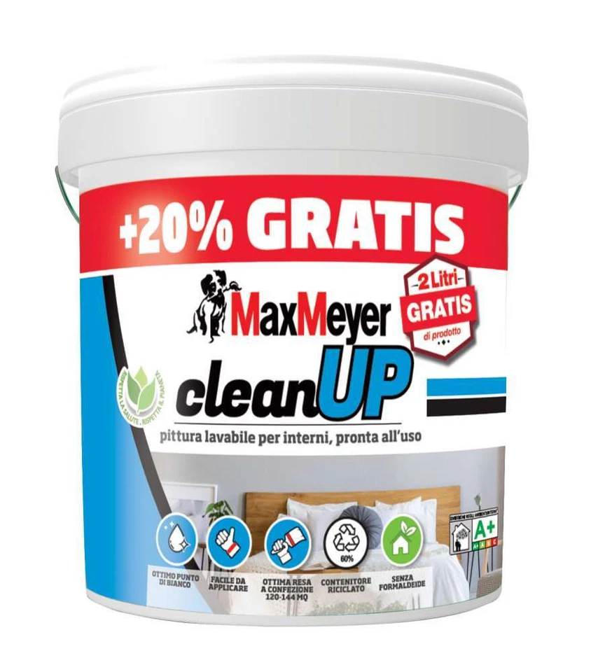 PITTURA LAVABILE MAX MEYER "CLEAN UP" BIANCO 12 LT