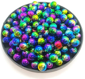 20 Stck. 12 mm Regenbogen Metall Rund Acryl Perlen Zum Selbermachen Basteln Schmuckherstellung - Bild 1 von 3