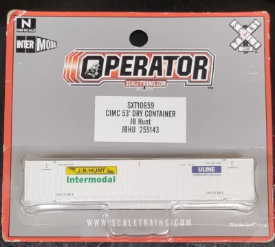 ScaleTrains SXT110659 N Scale 53' CIMC Dry Container JB Hunt Rd.# 255143 - Image 1 of 2