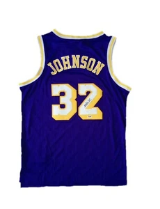 Magic Johnson Signed Los Angeles Lakers (Away Purple) Jersey JSA - Picture 1 of 4
