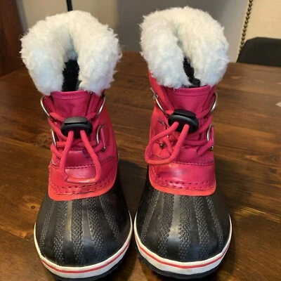Sorel Youth Girls Size 9 Pink Waterproof Insulated Pac Snow Boots NC1962-600 - Image 1 of 4